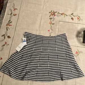 Cece Black and White Plaid Skirt